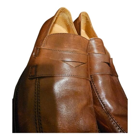 SAKS FIFTH AVENUE Trevor Brown Leather Loafers - Size 9 1/2 - Picture 6 of 8